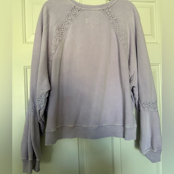Aerie Hey Crochet Lavender Sweatshirt with Lace Detail - Picture 5 of 9